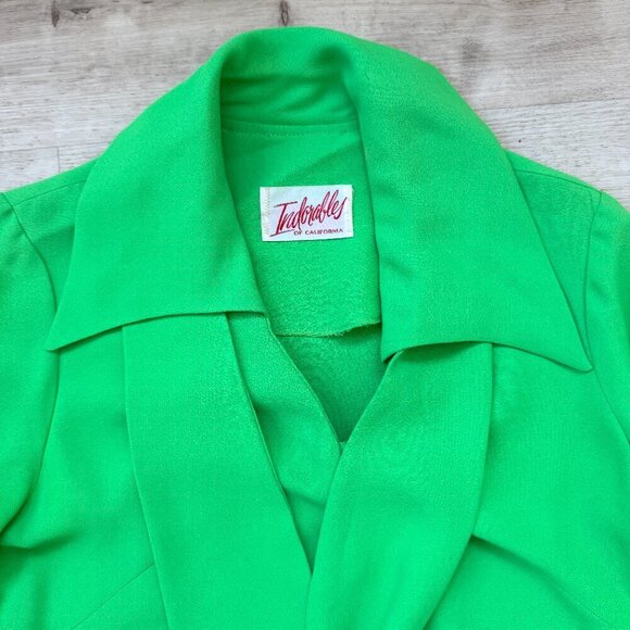 Vintage Indorables of California 60s Pants Suit Set Bright Green Retro Medium - Picture 5 of 13